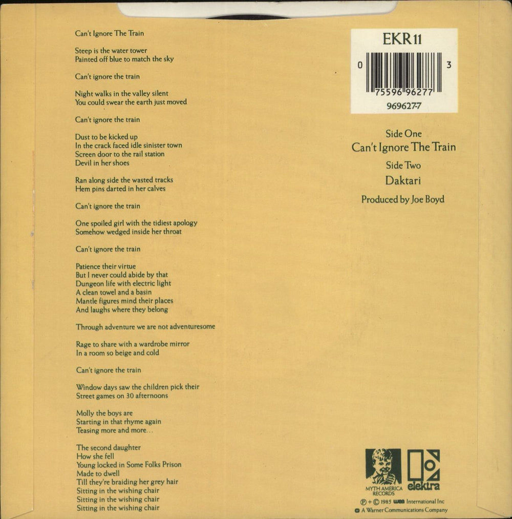 10,000 Maniacs Can't Ignore The Train UK 7" vinyl single (7 inch record / 45) 075596962773