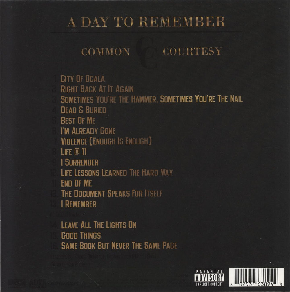 A Day To Remember Common Courtesy - Green / Black Marble Vinyl UK 2-LP vinyl record set (Double LP Album) 602537638949
