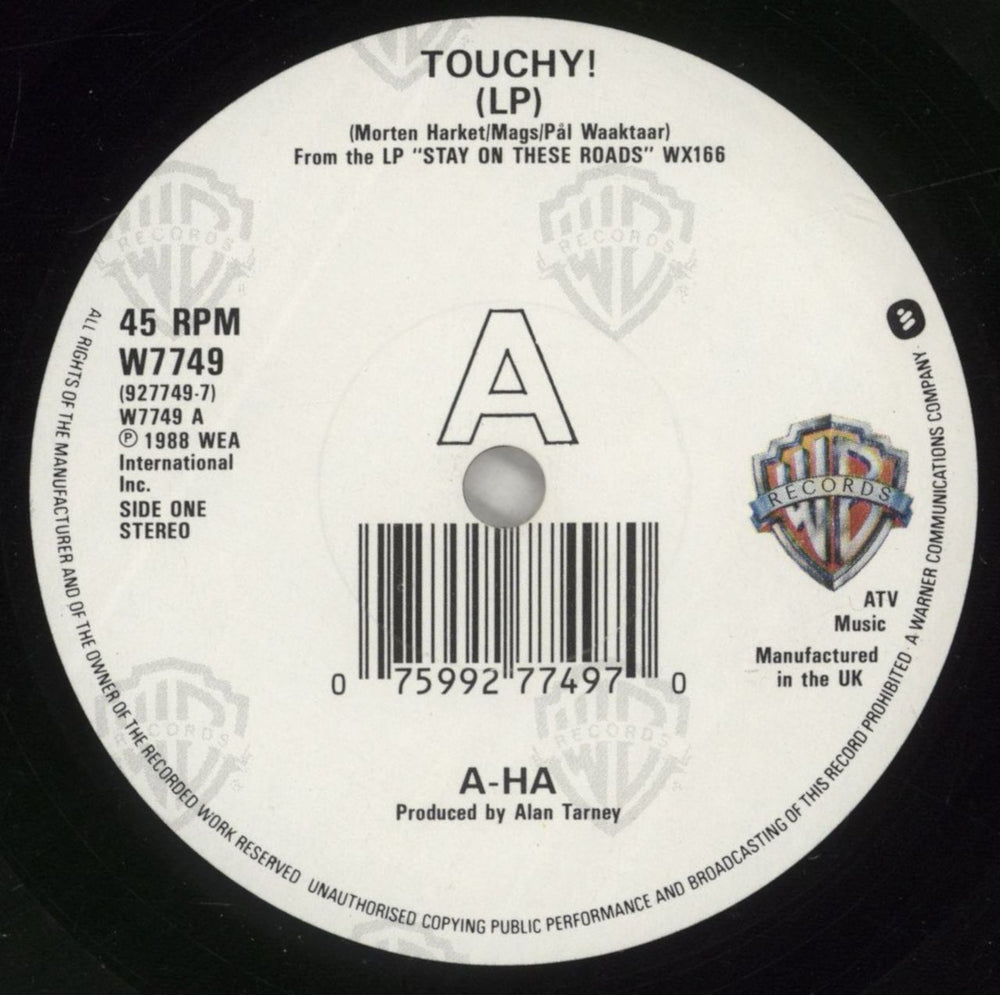 A-Ha Touchy! UK 7" vinyl single (7 inch record / 45) AHA07TO750263