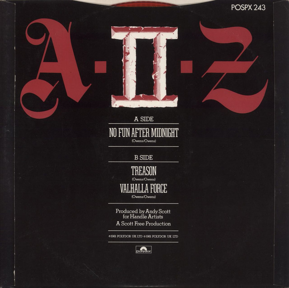 A II Z No Fun After Midnight - Red Vinyl UK 12" vinyl single (12 inch record / Maxi-single)