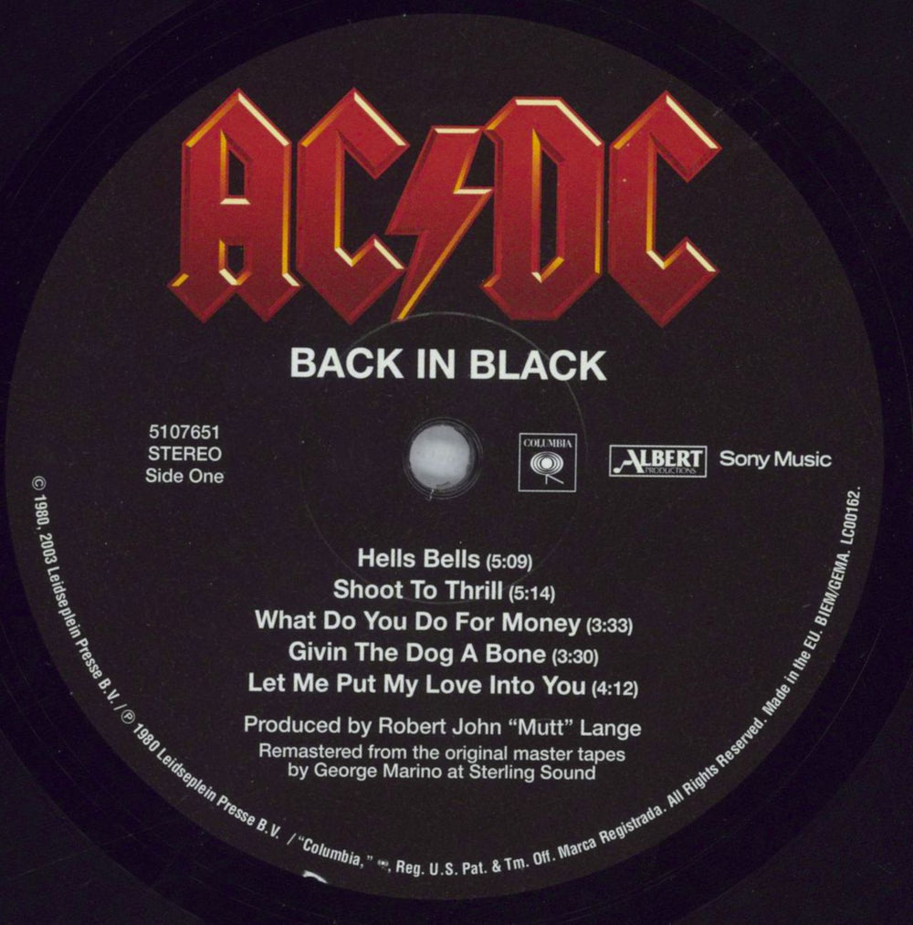 AC/DC Back In Black - 180gm - EX UK vinyl LP album (LP record) ACDLPBA825734