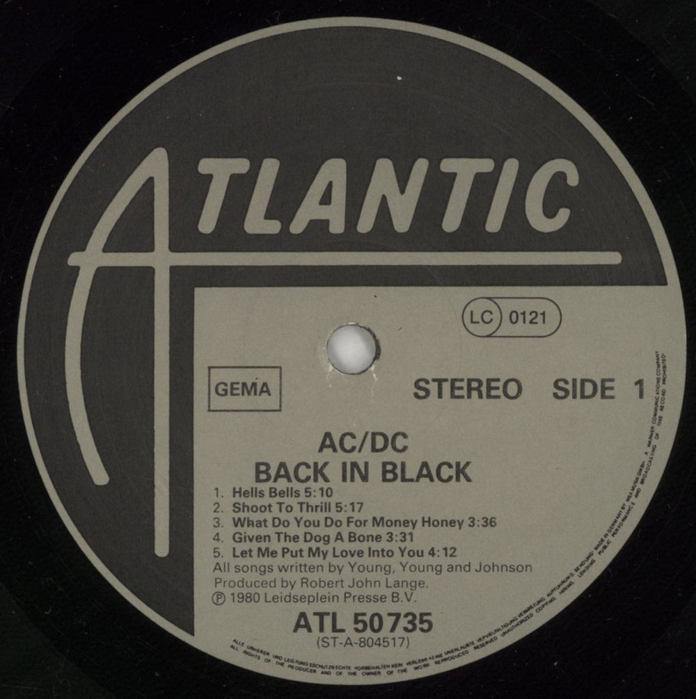 AC/DC Back In Black German vinyl LP album (LP record) ACDLPBA572572