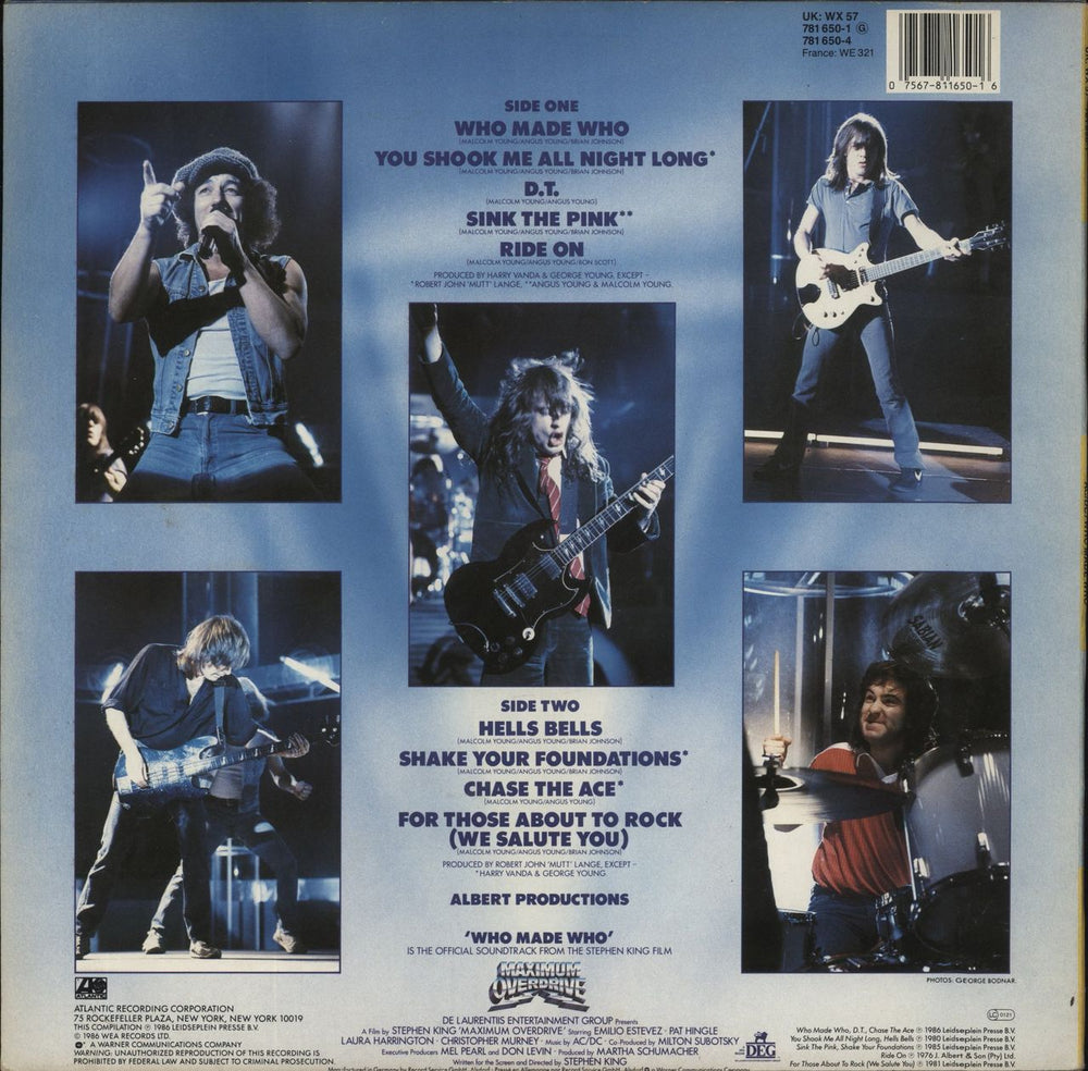 AC/DC Who Made Who - EX UK vinyl LP album (LP record) 075678165016