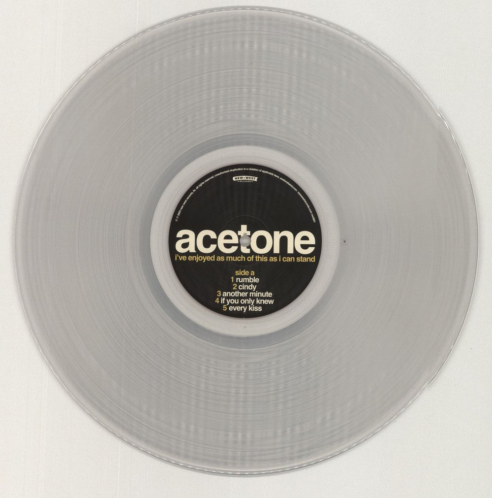 Acetone I've Enjoyed As Much Of This As I Can Stand - Clear Vinyl - RSD24 US 2-LP vinyl record set (Double LP Album) AFU2LIV856349