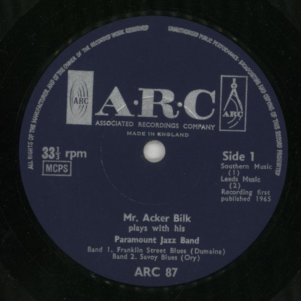 Acker Bilk Franklin Street Blues UK 7" vinyl single (7 inch record / 45) AKB07FR854919