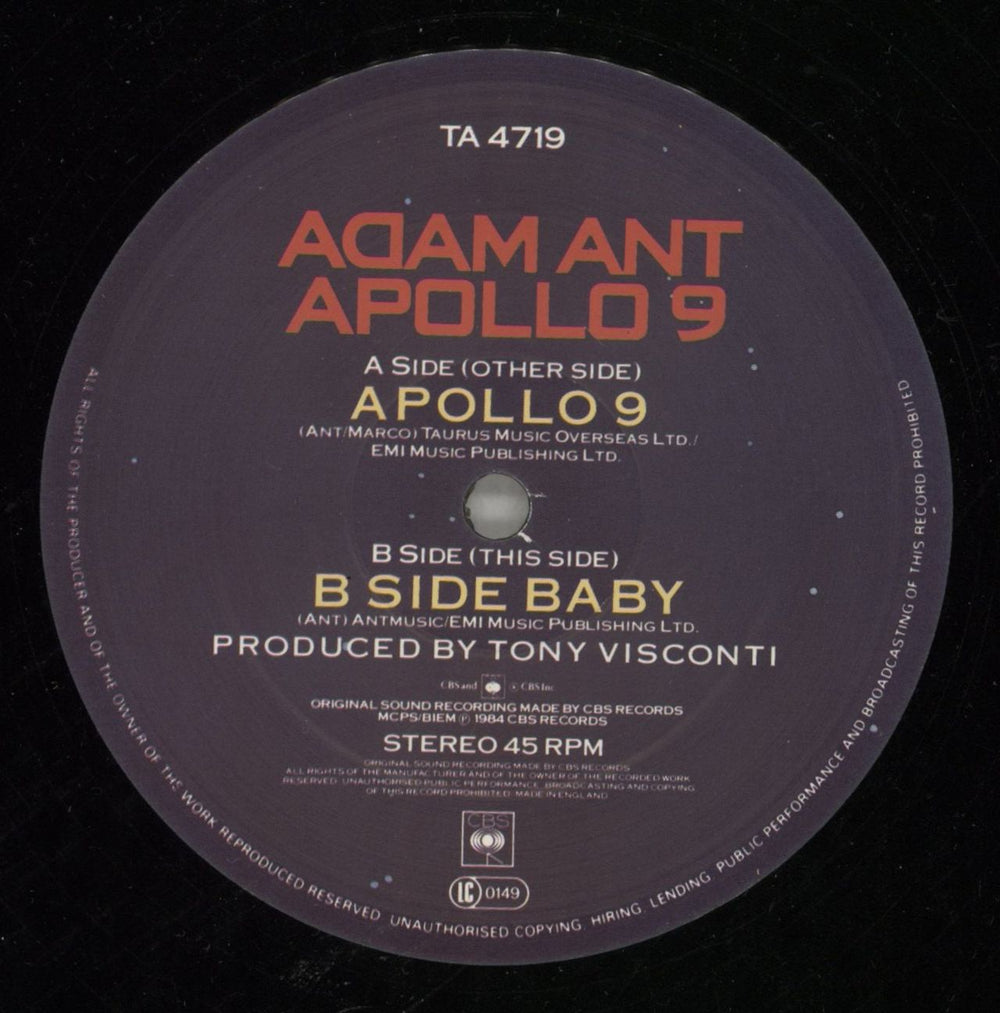 Adam Ant Apollo 9 (Orbit Mix) UK 12" vinyl single (12 inch record / Maxi-single) A~A12AP33880