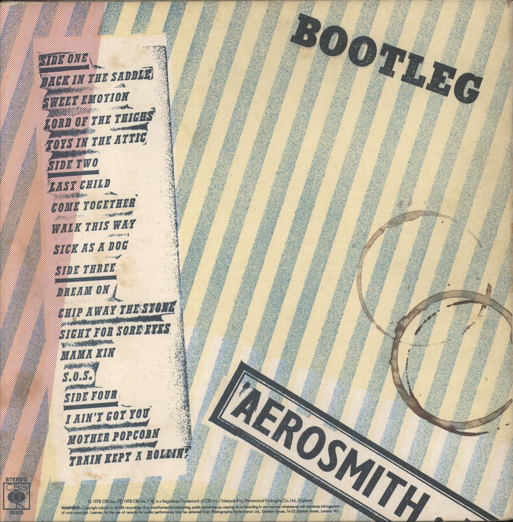 Aerosmith Live! Bootleg - EX UK 2-LP vinyl record set (Double LP Album)