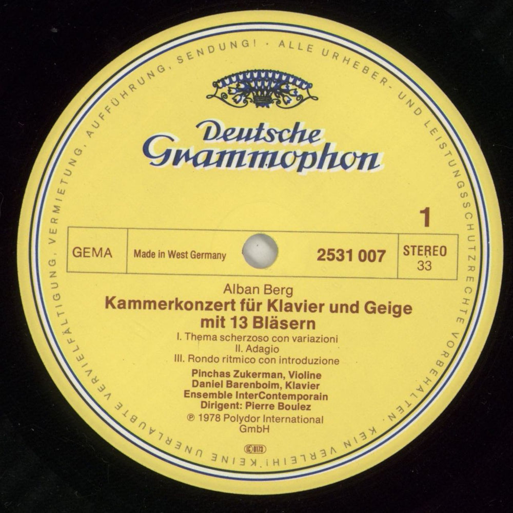 Alban Berg Chamber Music German vinyl LP album (LP record) A5ZLPCH866064