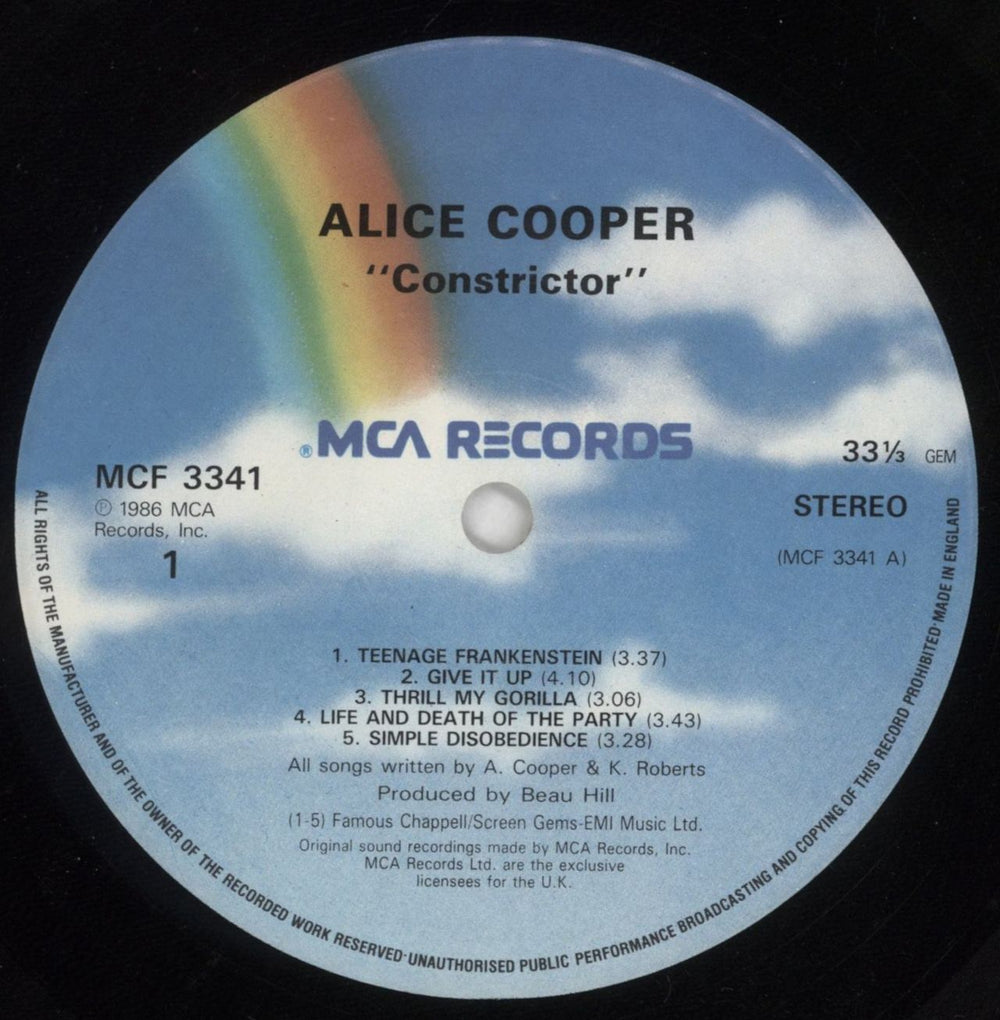 Alice Cooper Constrictor - EX UK vinyl LP album (LP record) COOLPCO653844