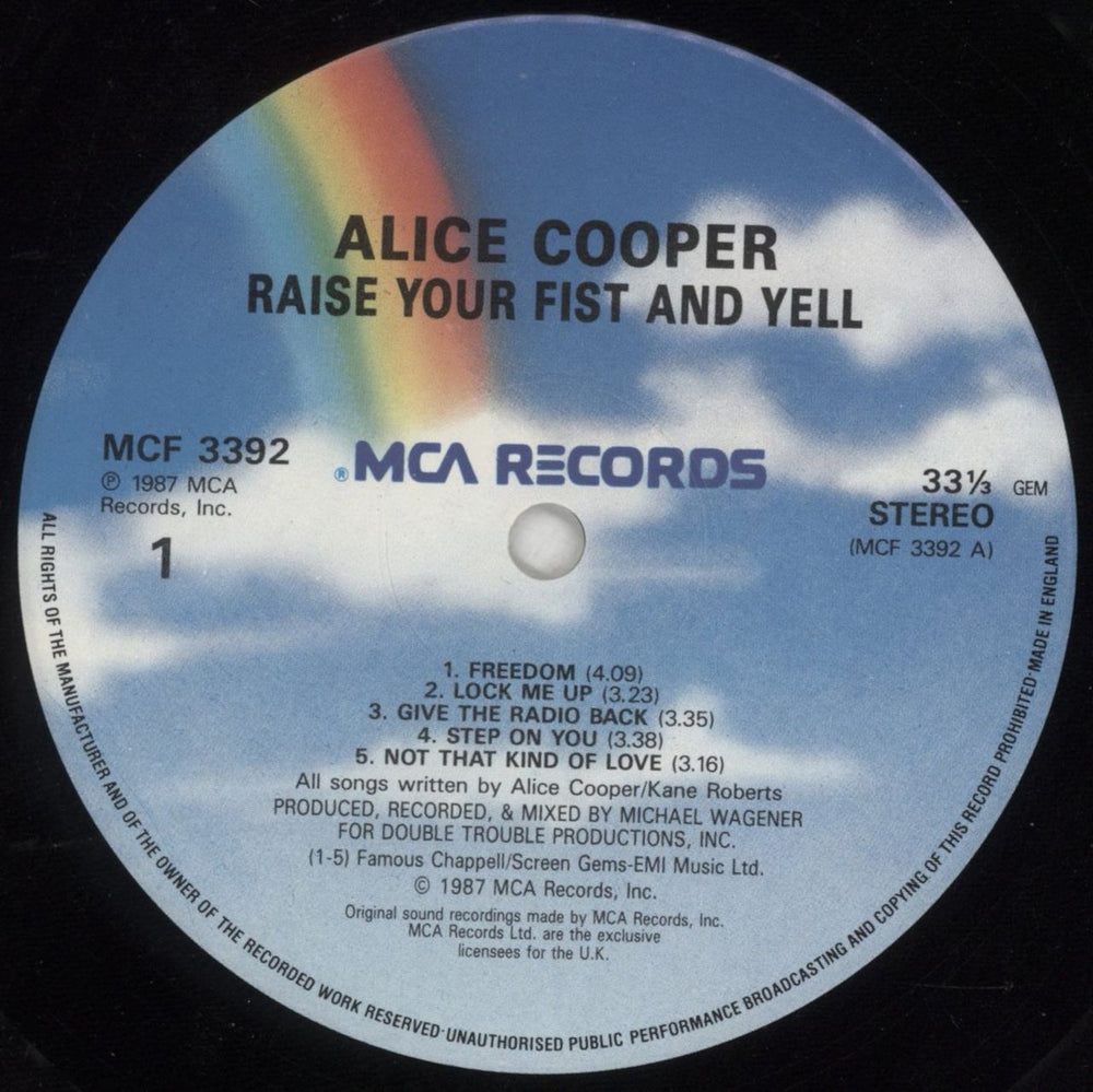 Alice Cooper Raise Your Fist And Yell UK vinyl LP album (LP record) COOLPRA405325