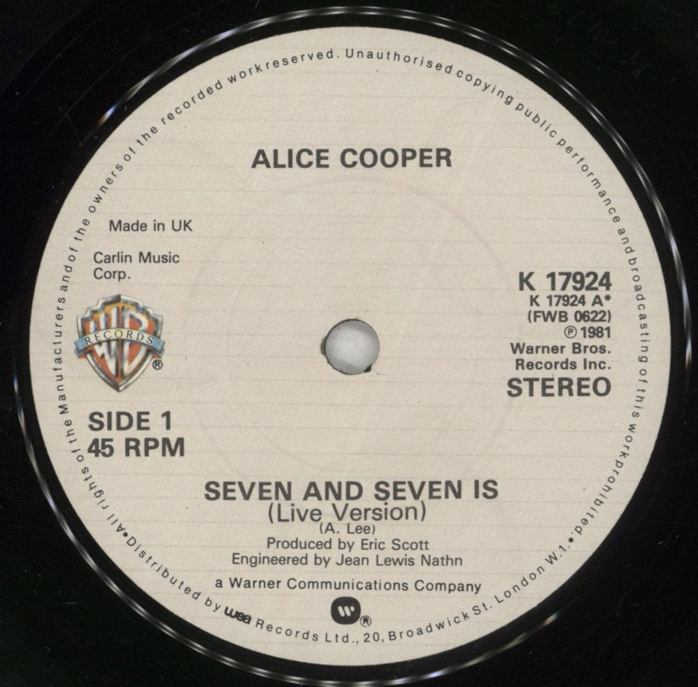 Alice Cooper Seven & Seven Is + Gatefold Sleeve UK 7" vinyl single (7 inch record / 45) COO07SE742537