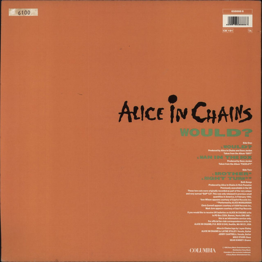 Alice In Chains Would? - Green Vinyl - EX UK 12" vinyl single (12 inch record / Maxi-single) 5099765888867
