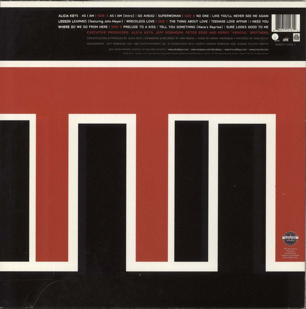 Alicia Keys As I Am - Red Vinyl US 2-LP vinyl record set (Double LP Album) 886971151312