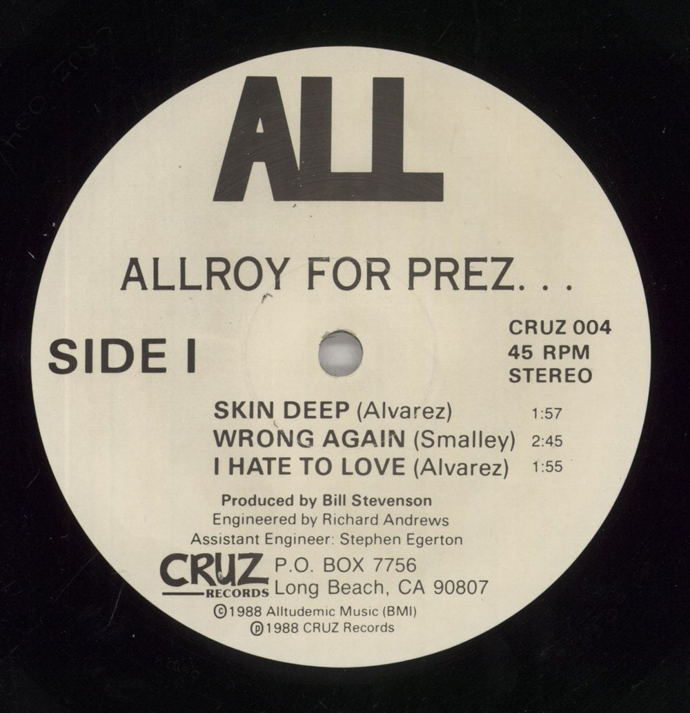 All Allroy For Prez US 12" vinyl single (12 inch record / Maxi-single) AX912AL863028