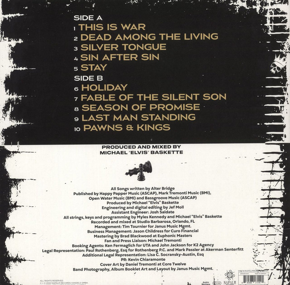 Alter Bridge Pawns & Kings - Orange & Black Marbled Vinyl UK vinyl LP album (LP record) 840588171583