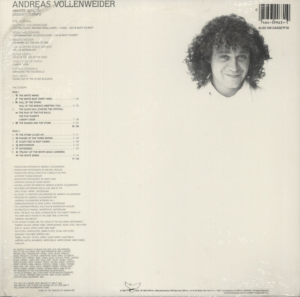 Andreas Vollenweider White Winds US vinyl LP album (LP record) 074643996310