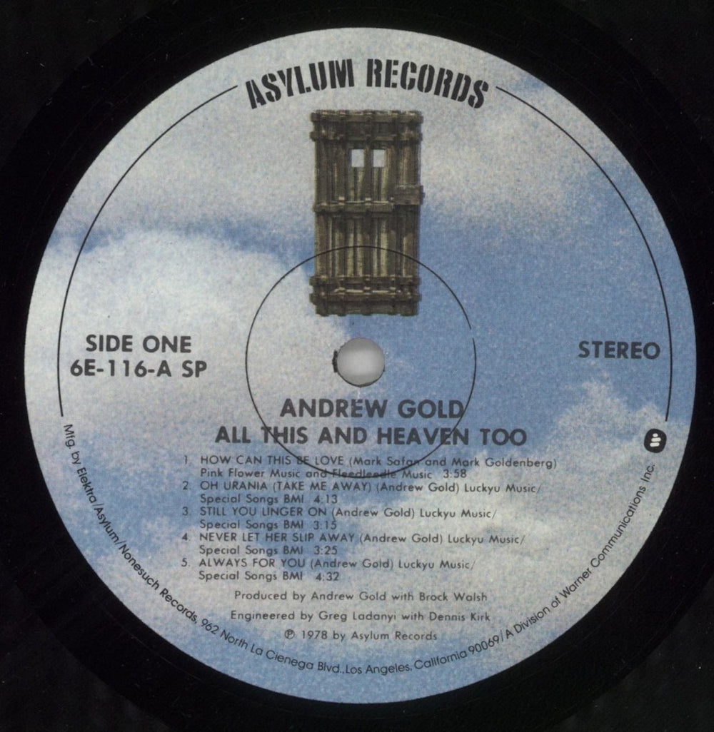 Andrew Gold All This And Heaven Too - Stickered Shrink US vinyl LP album (LP record) ADWLPAL701882