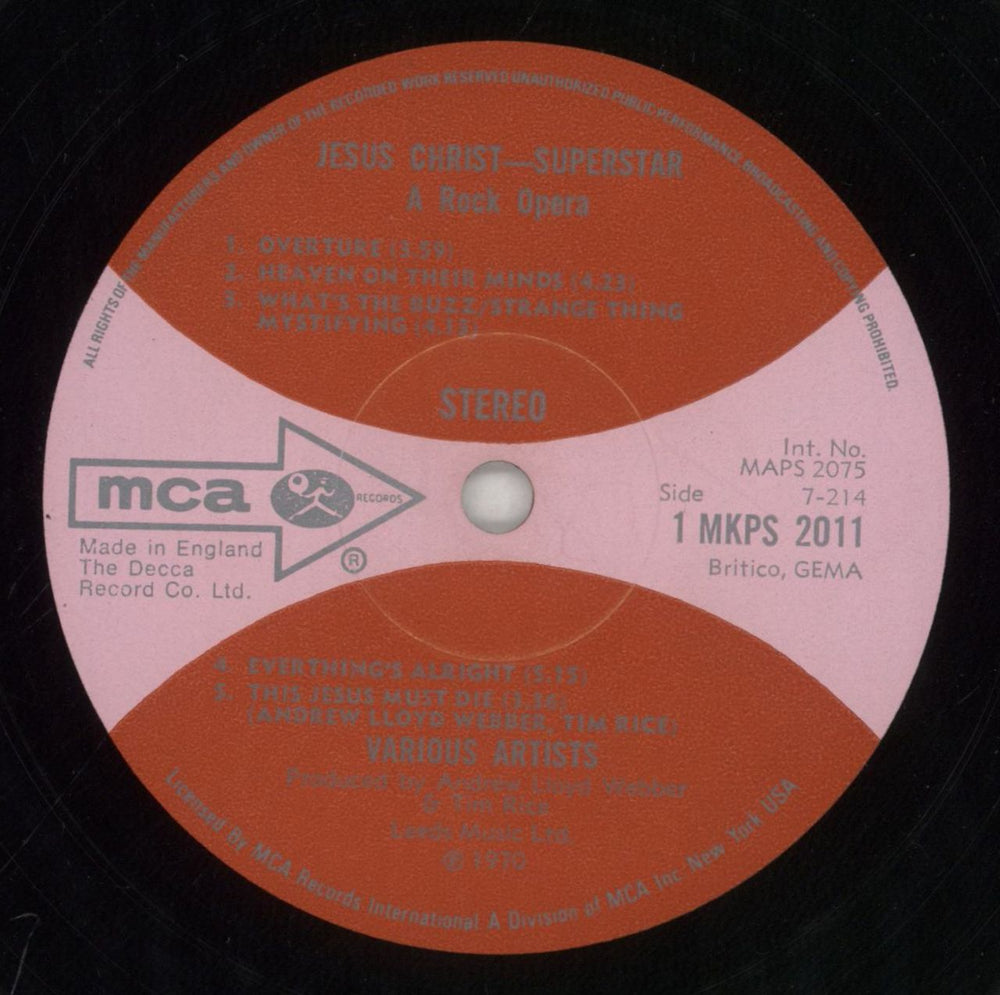 Andrew Lloyd Webber & Tim Rice Jesus Christ Superstar - VG UK 2-LP vinyl record set (Double LP Album) A6H2LJE628908