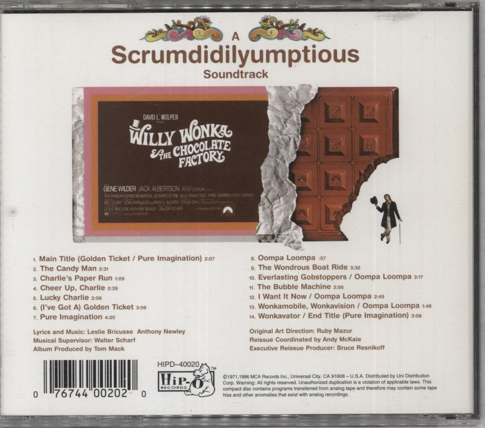 Anthony Newley Willy Wonka & The Chocolate Factory (Special 25th Anniversary Edition) US CD album (CDLP) AN3CDWI833467