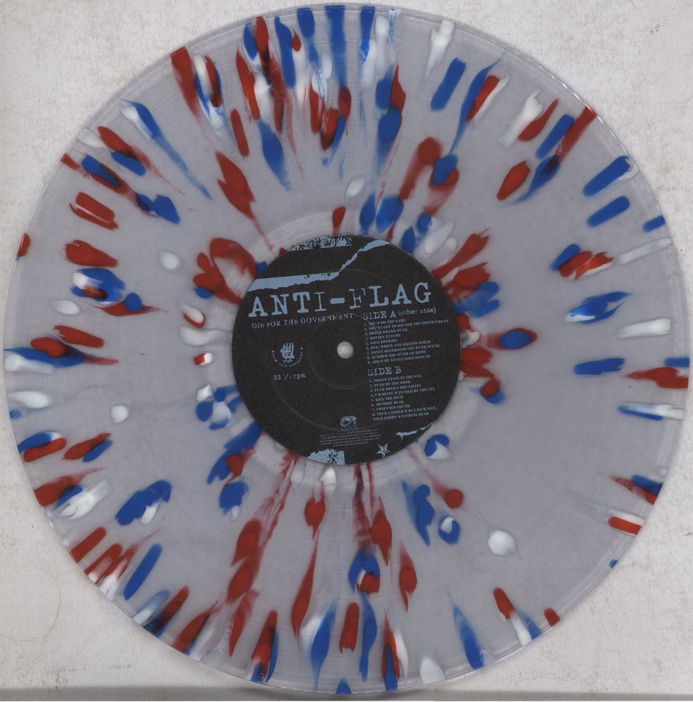 Anti-Flag Die For The Government - Red/ White/ Blue Splatter Vinyl US vinyl LP album (LP record) AN7LPDI844966