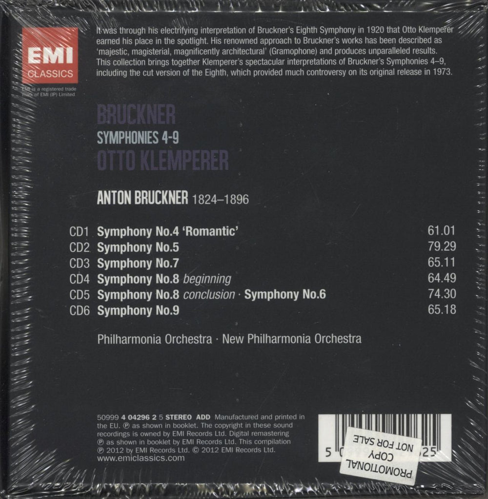 Anton Bruckner Symphonies 4-9 - Sealed UK Promo CD Album Box Set 5099940429625