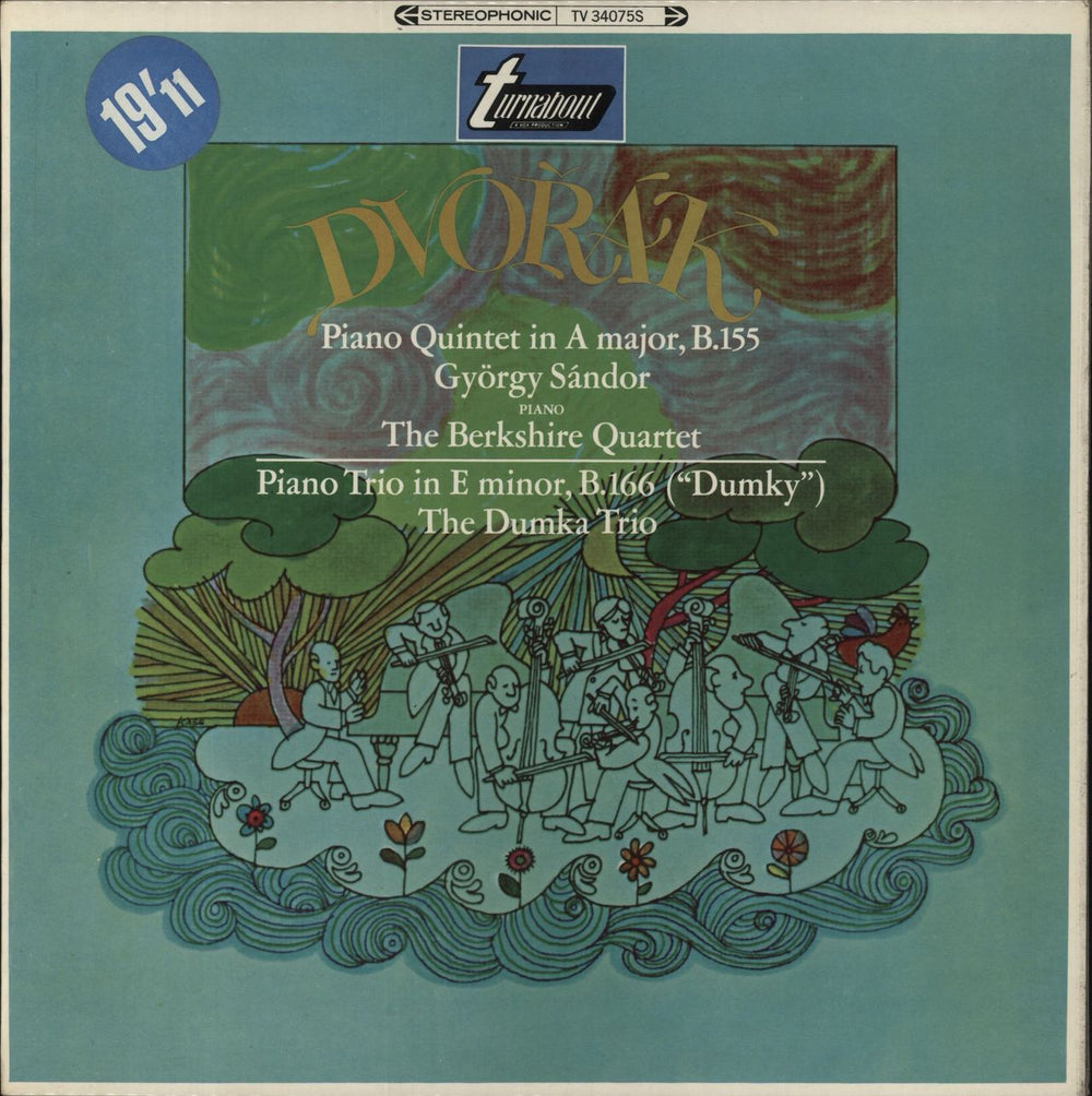 Antonín Dvorák Dvorák: Piano Quintet In A Major, B.155 / Piano Trio In E Minor, B.166 ("Dumky") UK vinyl LP album (LP record) TV34075S