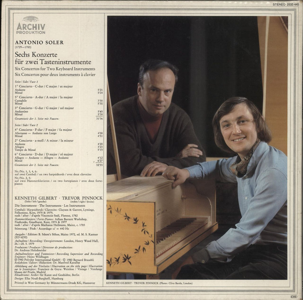 Antonio Soler Antonio Soler: Konzerte Für Zwei Tasteninstrumente German vinyl LP album (LP record)