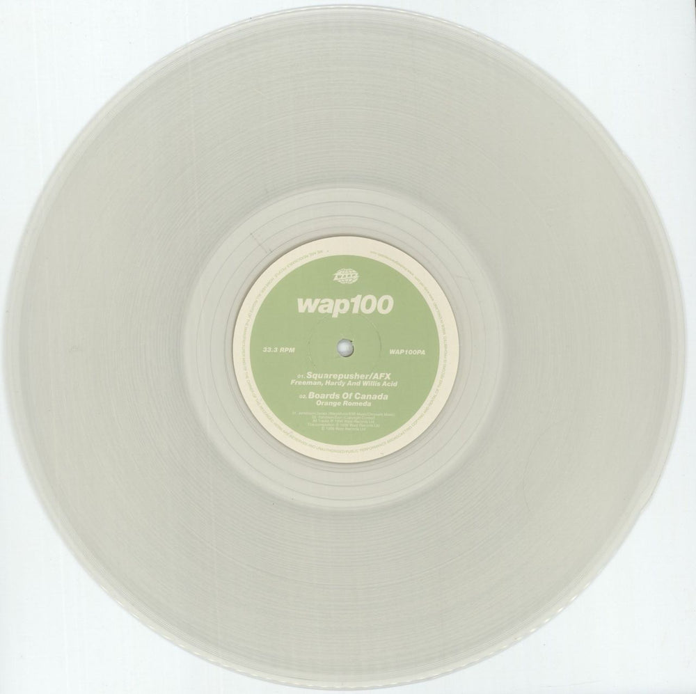 Aphex Twin Freeman, Hardy And Willis Acid - Wap100 - Clear Vinyl UK 12" vinyl single (12 inch record / Maxi-single) APH12FR877870