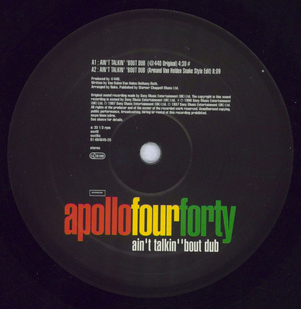 Apollo 440 Ain't Talkin' 'Bout Dub + Hype-sticker UK 12" vinyl single (12 inch record / Maxi-single) A4412AI832929