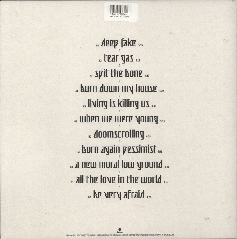 Architects The Classic Symptoms Of A Broken Spirit - Autographed Dutch vinyl LP album (LP record) 2566068579820