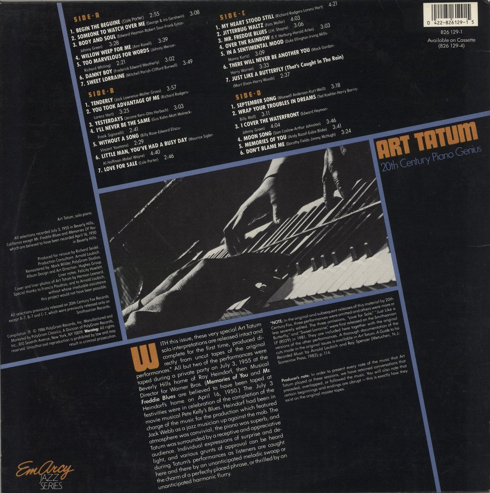 Art Tatum 20th Century Piano Genius US 2-LP vinyl record set (Double LP Album)