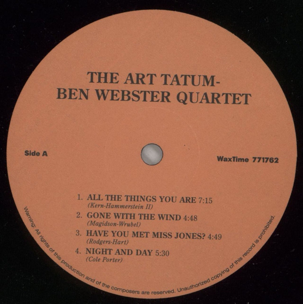 Art Tatum & Ben Webster The Art Tatum & Ben Webster Quartet - 180gm Vinyl - Shrink French vinyl LP album (LP record) AIULPTH869803