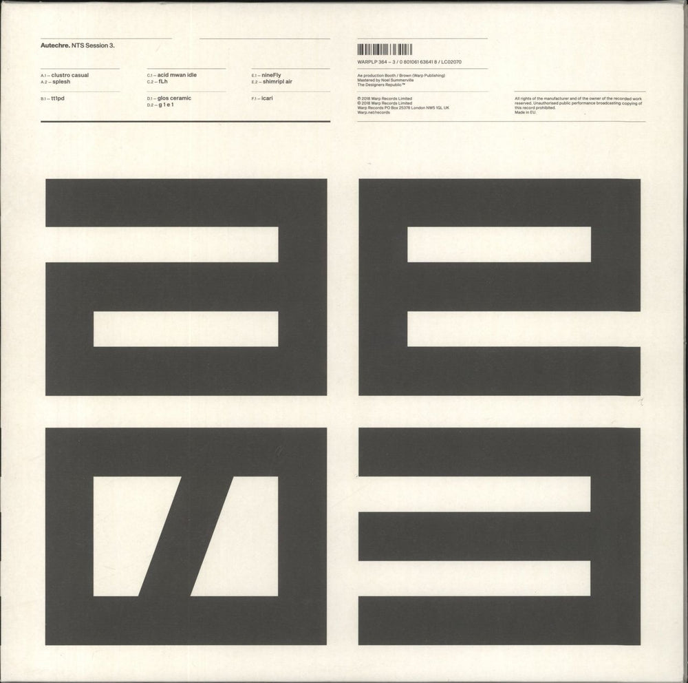 Autechre NTS Session 3 UK 3-LP vinyl record set (Triple LP Album) WARP364-3