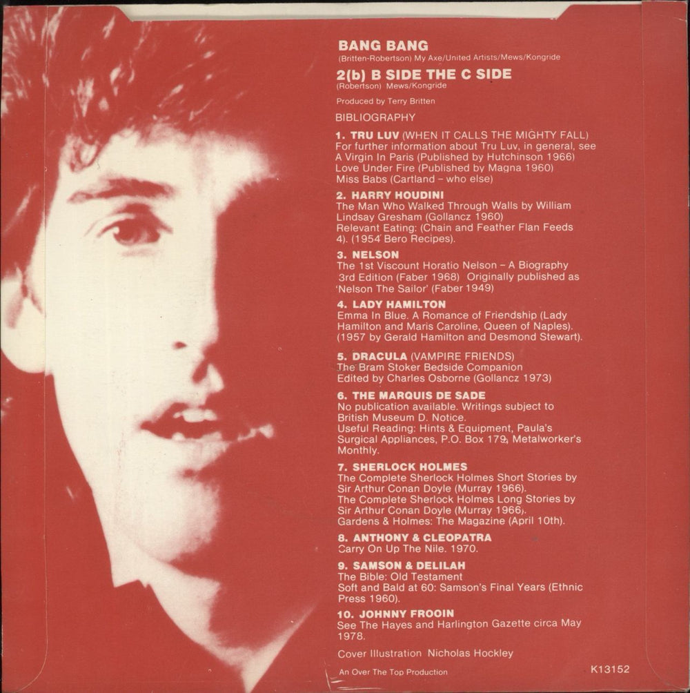 B. A. Robertson Bang Bang UK 7" vinyl single (7 inch record / 45)