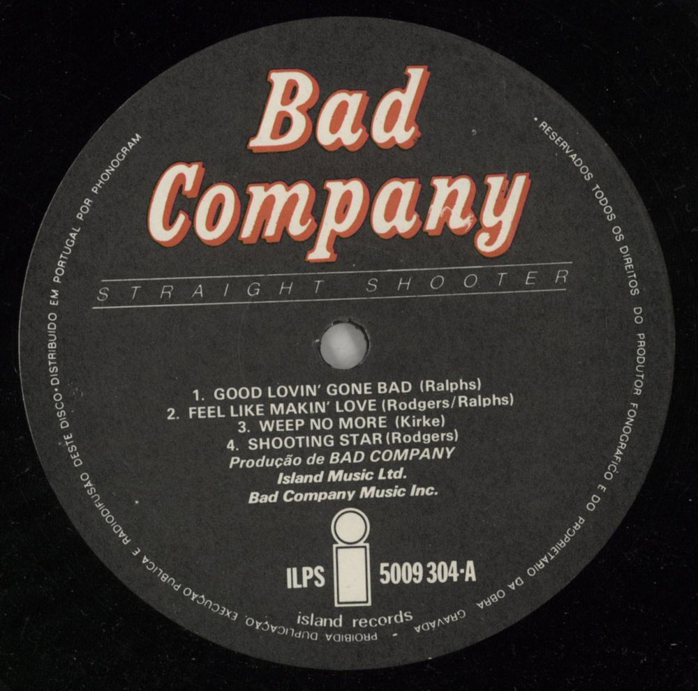 Bad Company Straight Shooter Portuguese vinyl LP album (LP record) BCOLPST869440