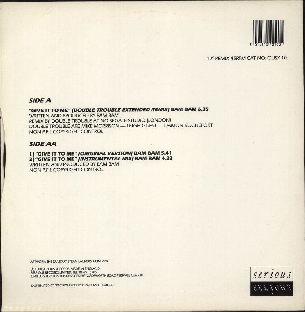 Bam Bam Give It To Me (Remix) UK 12" vinyl single (12 inch record / Maxi-single)