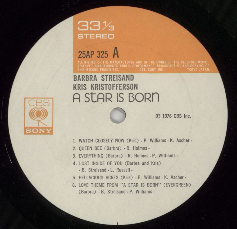 Barbra Streisand A Star Is Born Japanese vinyl LP album (LP record) BARLPAS122722
