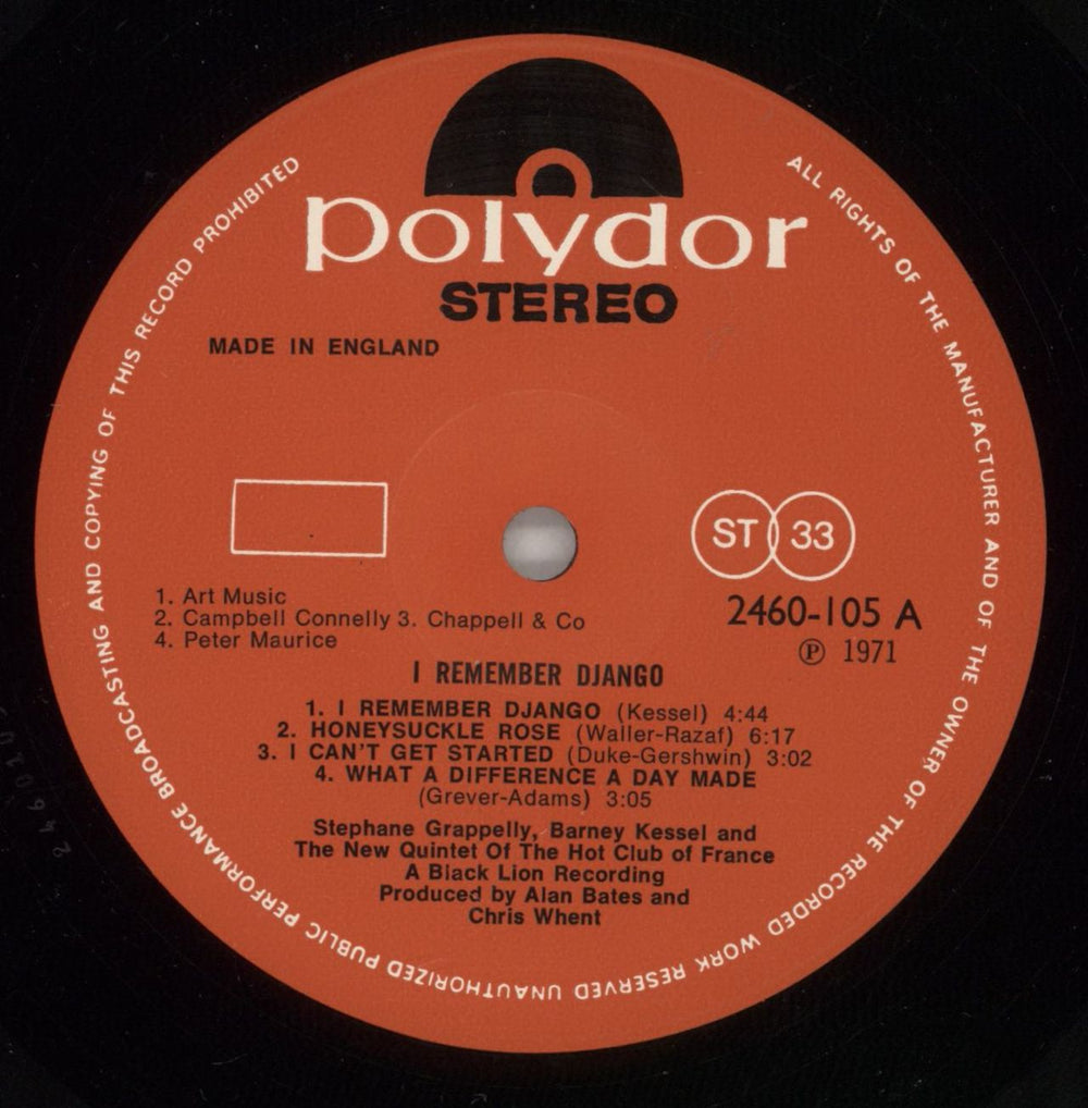 Barney Kessel I Remember Django UK vinyl LP album (LP record) BC0LPIR469579