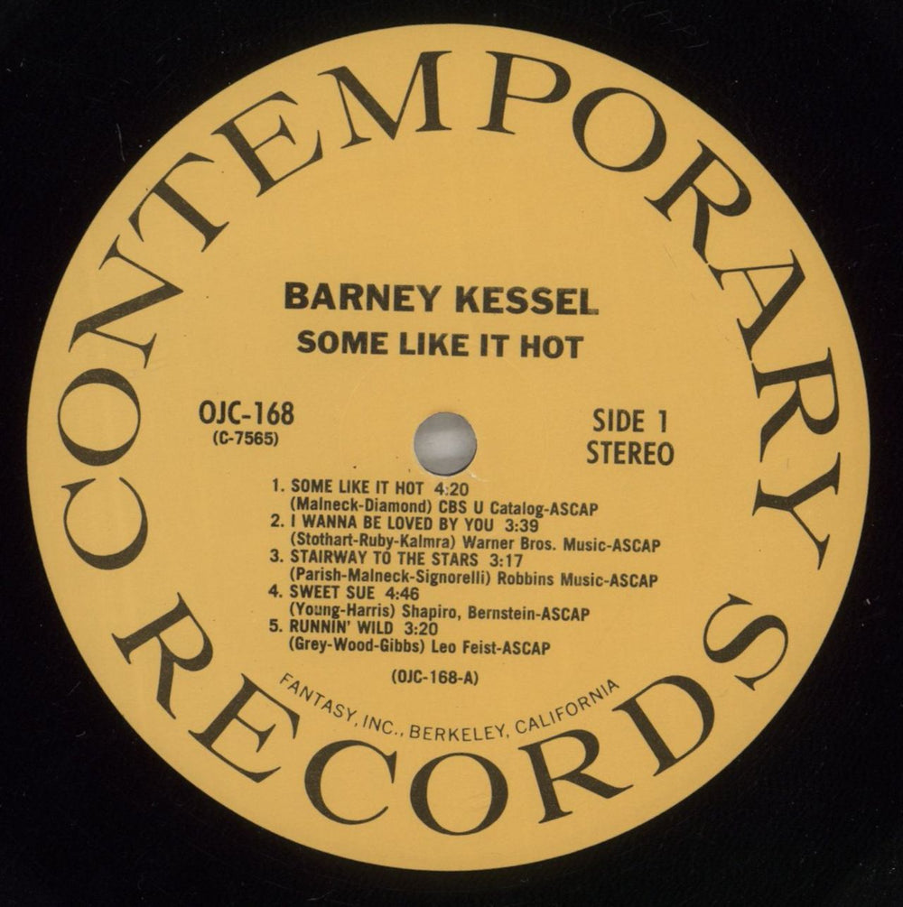 Barney Kessel Some Like It Hot US vinyl LP album (LP record) BC0LPSO875615