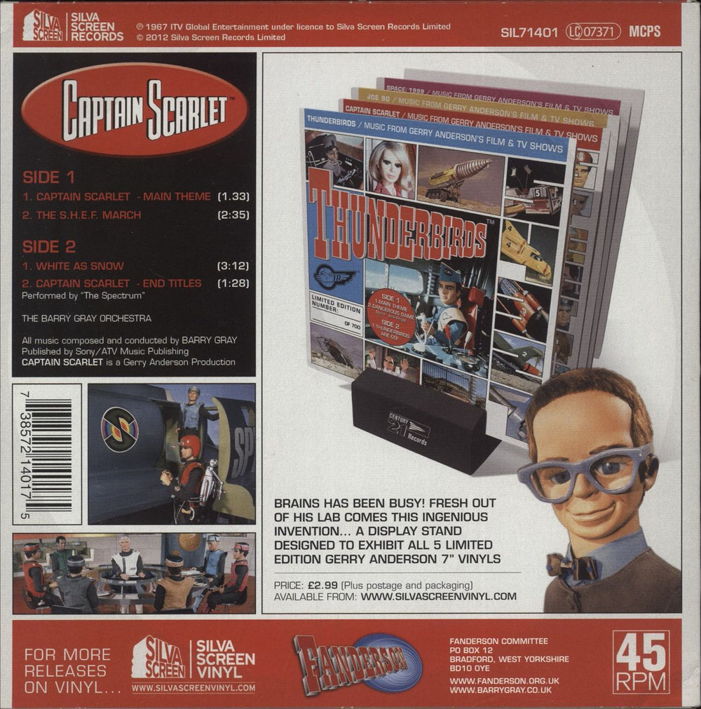 Barry Gray Captain Scarlet - Red Vinyl UK 7" vinyl single (7 inch record / 45) 738572140175