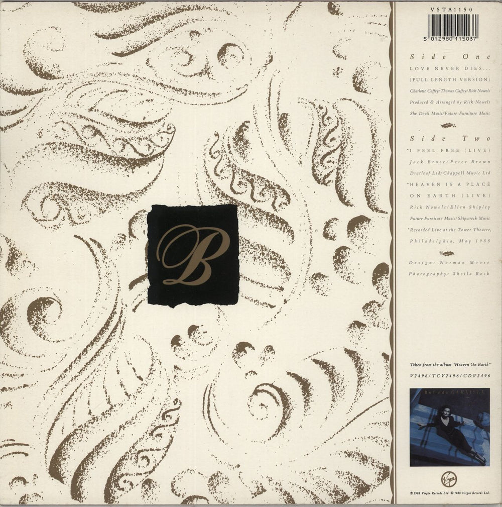 Belinda Carlisle Love Never Dies + Advent Calendar UK 12" vinyl single (12 inch record / Maxi-single) 5012980115037