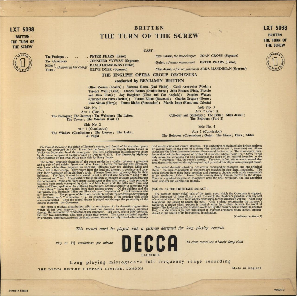 Benjamin Britten Britten: The Turn Of The Screw UK 2-LP vinyl record set (Double LP Album)