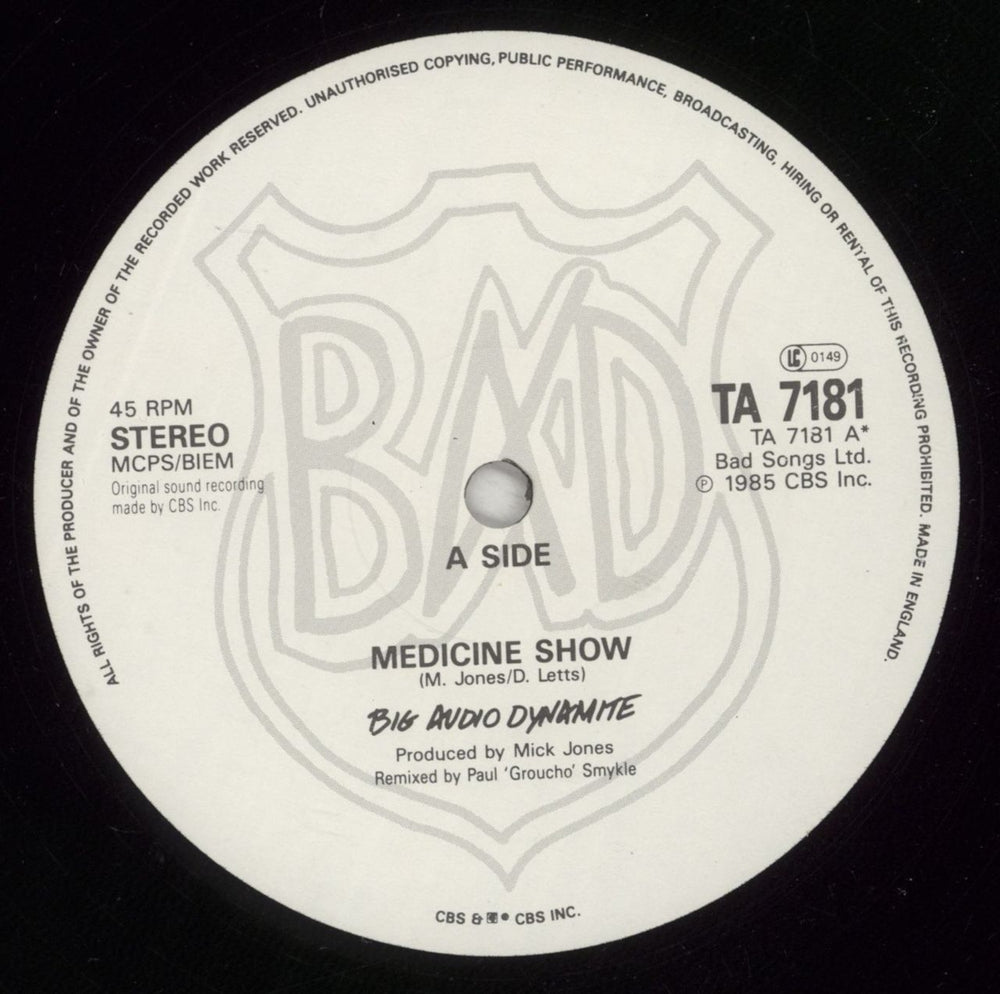 Big Audio Dynamite Medicine Show UK 12" vinyl single (12 inch record / Maxi-single) BAD12ME519010