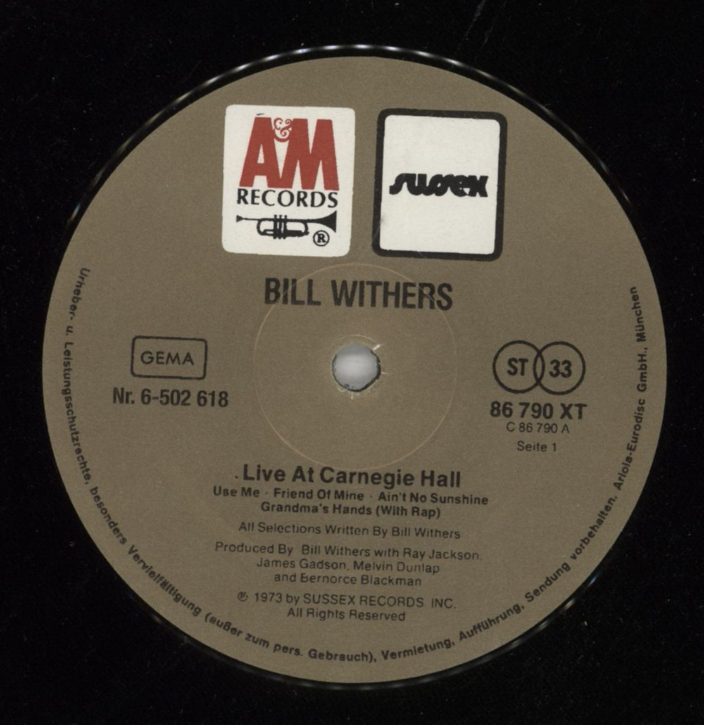 Bill Withers Live At Carnegie Hall German 2-LP vinyl record set (Double LP Album) BWT2LLI866890