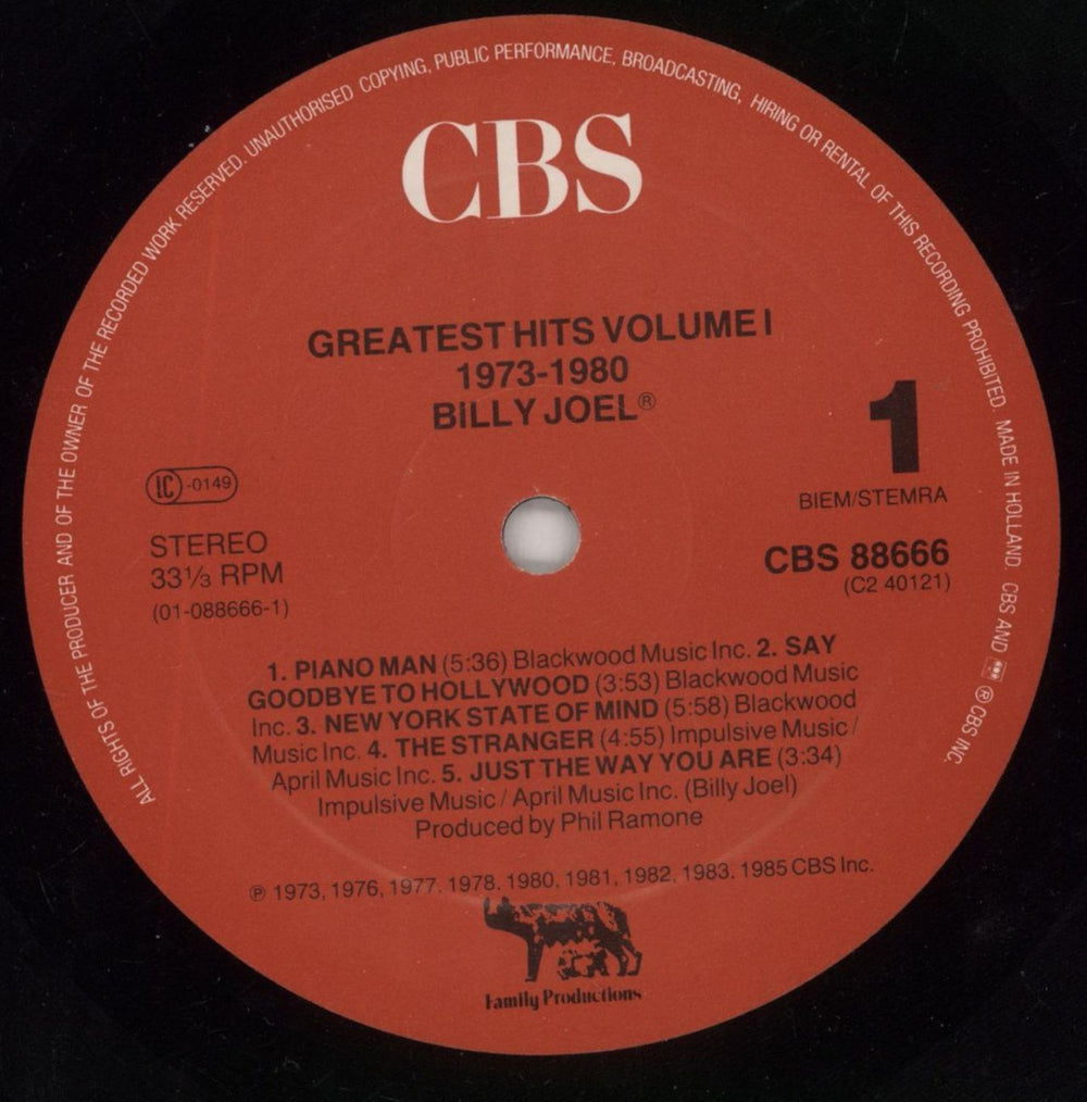 Billy Joel Greatest Hits Volume I & Volume II Dutch 2-LP vinyl record set (Double LP Album) BLY2LGR543268