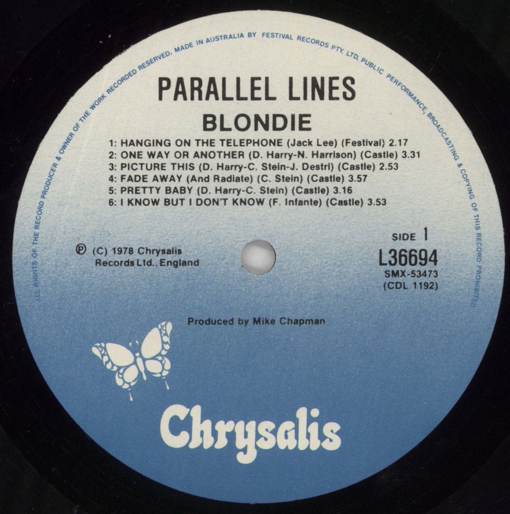 Blondie Parallel Lines Australian vinyl LP album (LP record) BLOLPPA719566