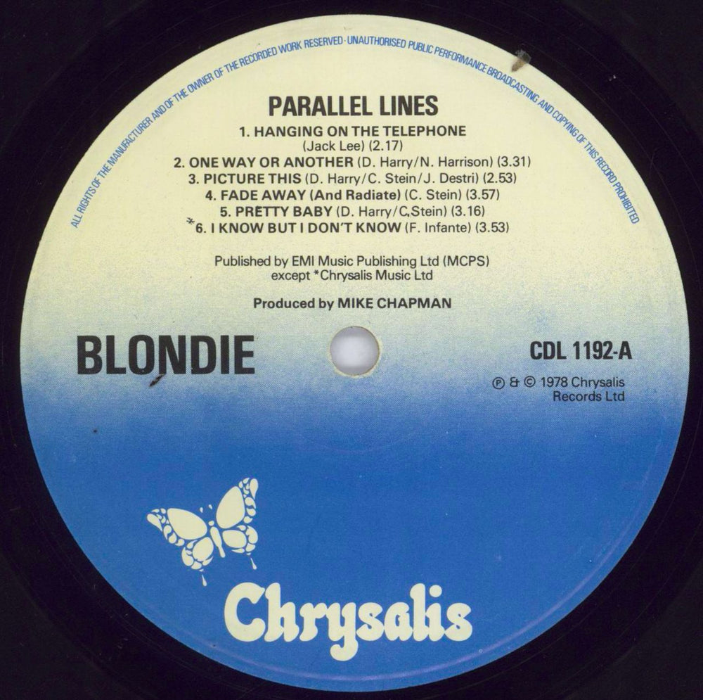 Blondie Parallel Lines + Inner - VG UK vinyl LP album (LP record) BLOLPPA831607