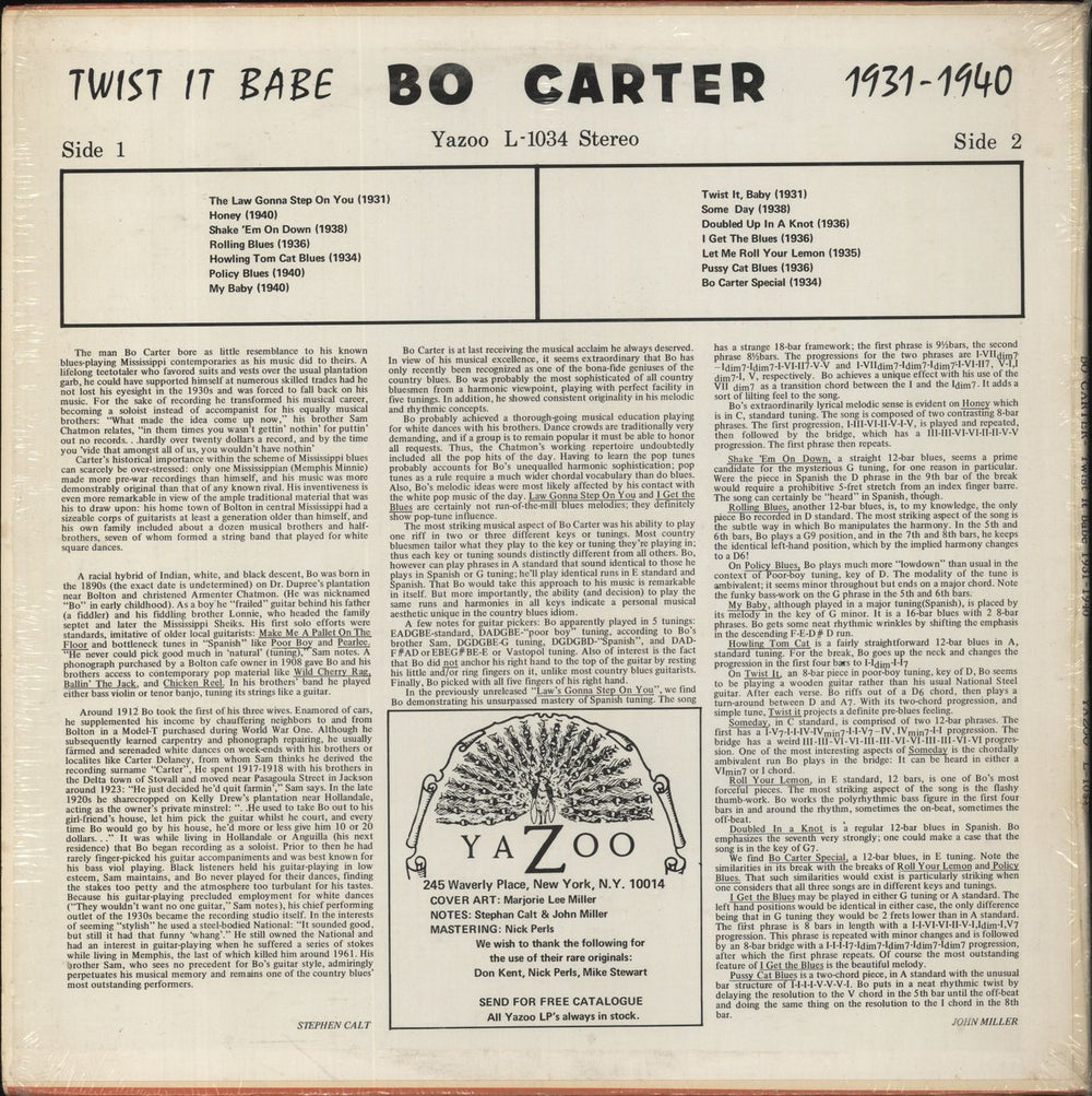Bo Carter Twist It Babe 1931-1940 US vinyl LP album (LP record)