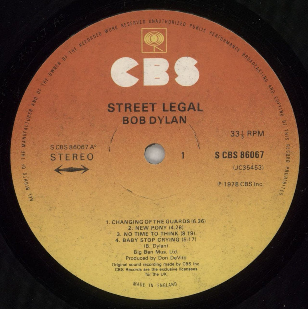 Bob Dylan Street Legal - 1st - promo stamped UK vinyl LP album (LP record) DYLLPST584228