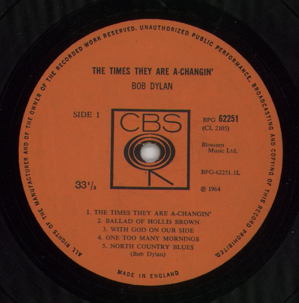 Bob Dylan The Times They Are A-Changin' - 2nd UK vinyl LP album (LP record) DYLLPTH867479